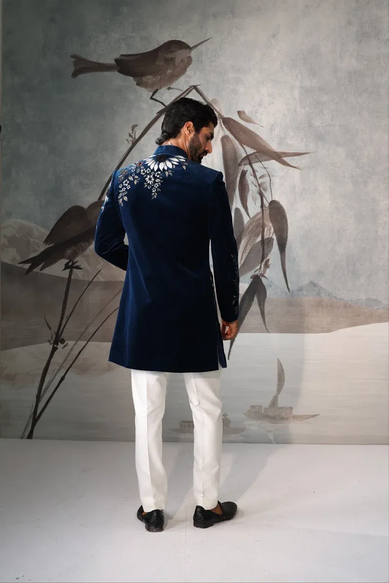 Mens Teel Blue Shervani